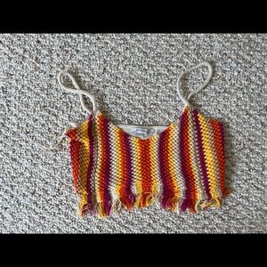 Rainbow colored Zara crop top - great for Pride!